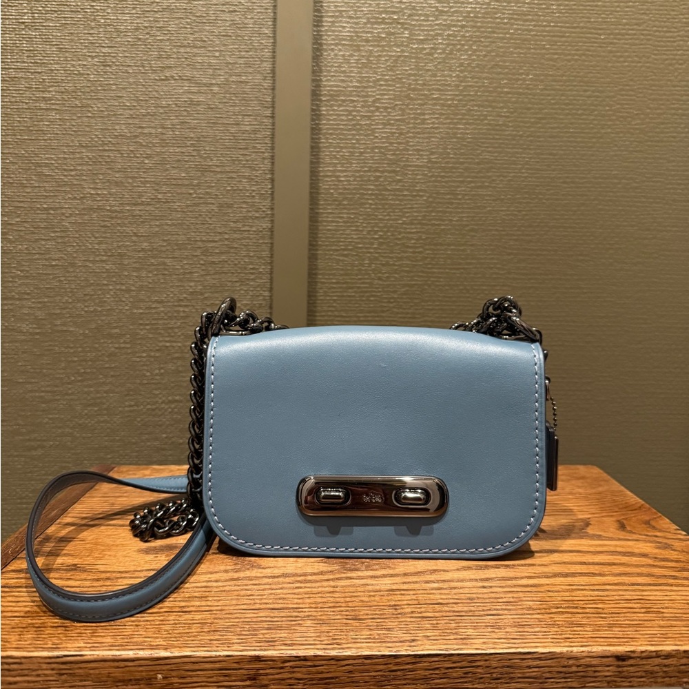Blue Leather Crossbody Bag